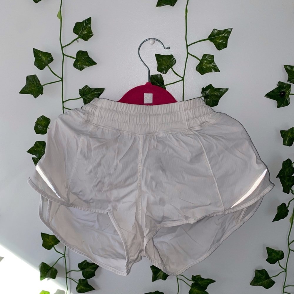 white Lululemon Hotty Hot Shorts